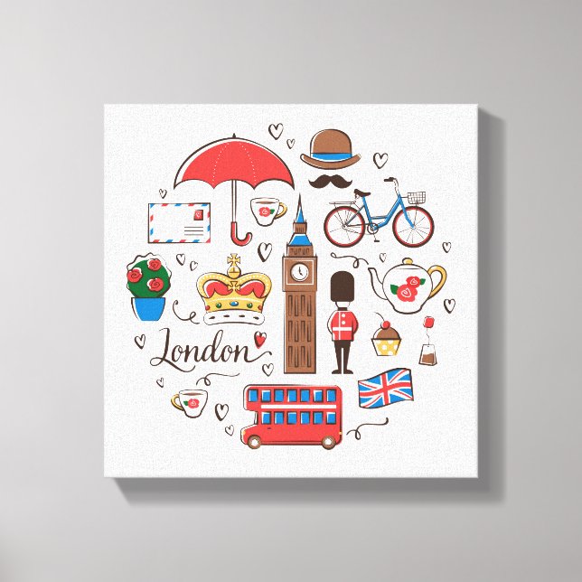 London Doodles Canvastryck (Framsida)