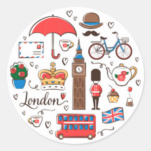 London Doodles Runt Klistermärke