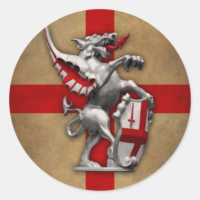 London Dragon Round-dekal Runt Klistermärke (Framsida)