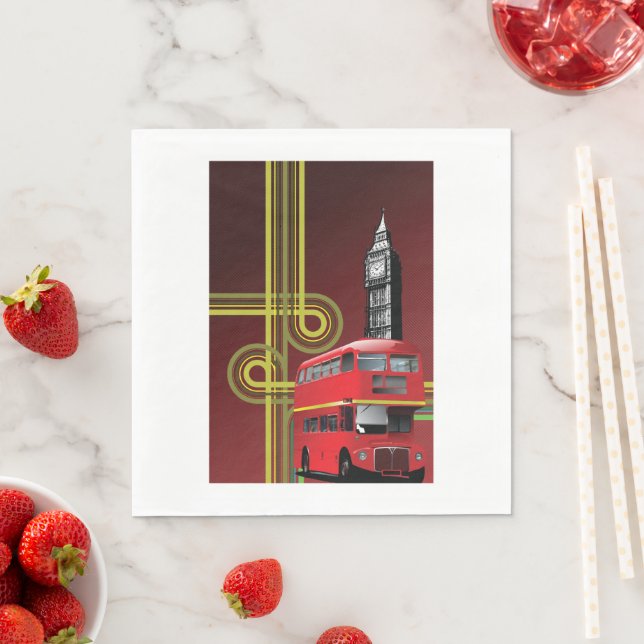 London dubbeldäckare och Big Ben Pappersservett (Insitu)