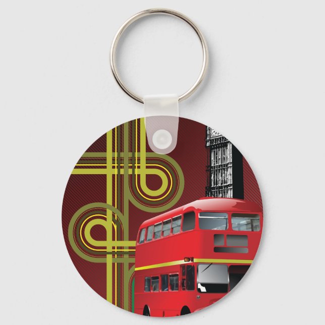 London Dubbla Decker Buss Keychain Nyckelring (Framsida)