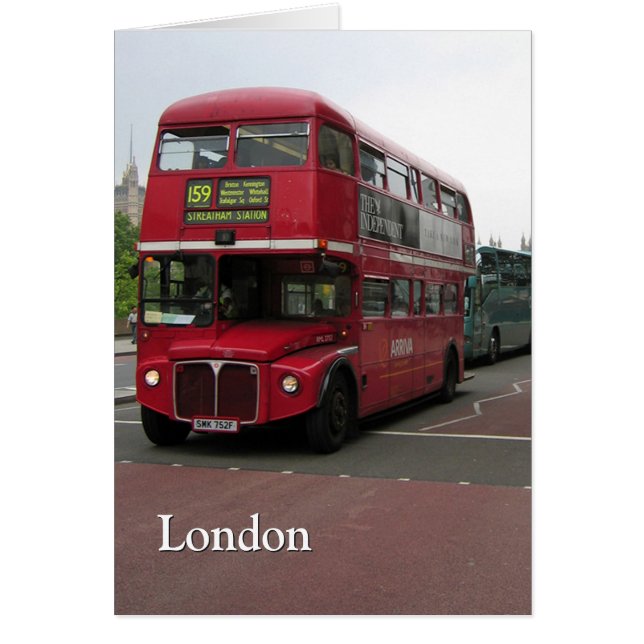 London Dubbla-decker Buss Note Card Hälsningskort (Framsidan)