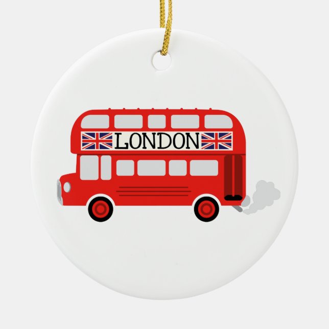 London Dubbla Decker Julgransprydnad Keramik (Framsidan)