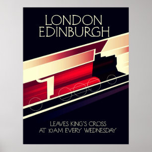 London Edinburgh Locomotive vintage stil poster