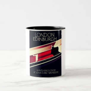 London Edinburgh Locomotive vintage stil poster Två-Tonad Mugg