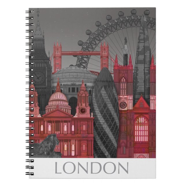 London Elevations by Night - Red Anteckningsbok (Framsidan)