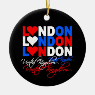 London eller namnet julgransprydnad keramik