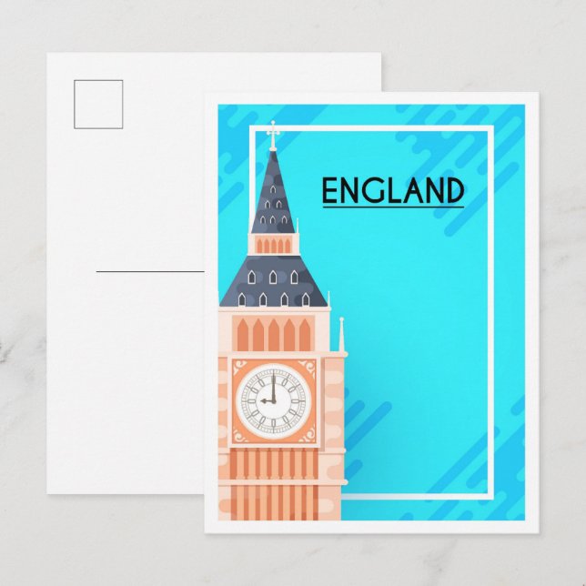 London England Art Travel Illustration Vykort (Fram/baksida)