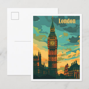 London England Art Vintage resor Vykort