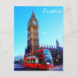 London England Big Ben Red Buss Vykort