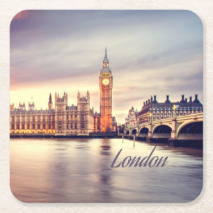 London England Big Ben Underlägg Papper Kvadrat