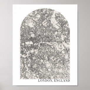London England Boho Minimal Arch Street Karta Poster