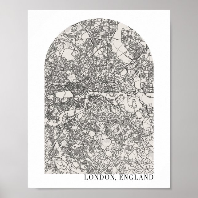 London England Boho Minimal Arch Street Karta Poster (Framsidan)