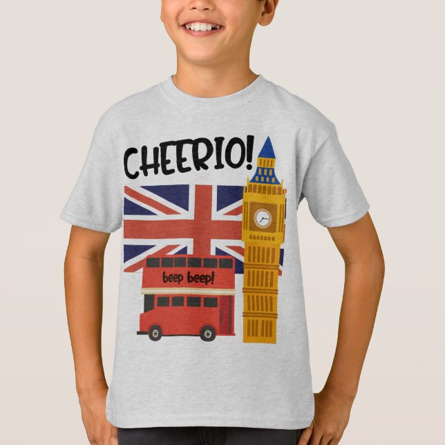 London England Cheerio United Kindgdom Big Ben T Shirt (Framsida)