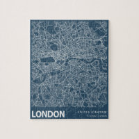 London England City Karta Line Art Blue Print