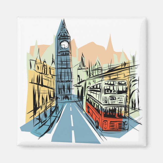 London England City Scape Magnet (Framsidan)