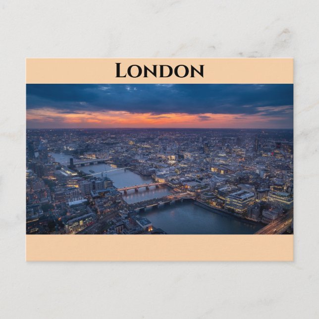 London England City Skyline vid Sunset Travel Phot Vykort (Framsida)