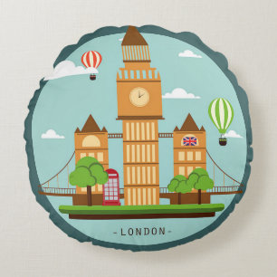 London, England Clipart Rund Kudde