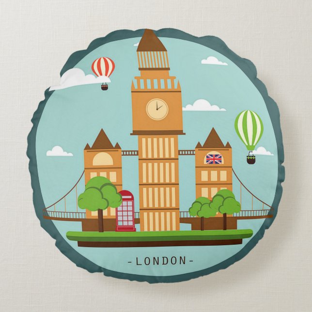 London, England Clipart Rund Kudde (Framsidan)