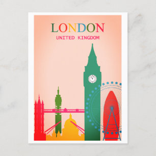 London England Colorful Vintage resor Vykort