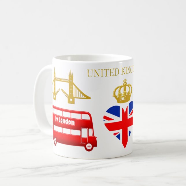 London, England, Förenade kungariket Souvenir Kaffemugg (Framsida vänster)