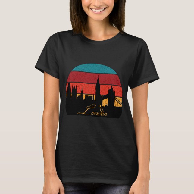 London England Klocktorn Retro Resa T Shirt (Framsida)
