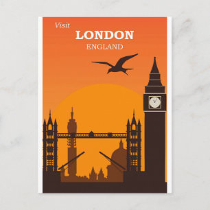 London England Landmärken Vintage Resa Vykort