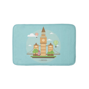 London England Landmarks Bath Mat Aqua Badrumsmatta