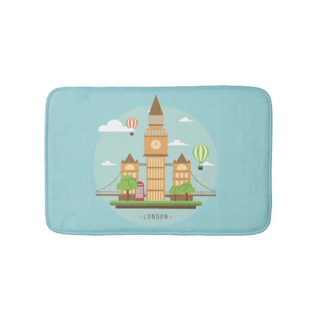 London England Landmarks Bath Mat Aqua Badrumsmatta (Framsidan)