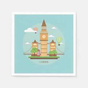 London England Landmarks Cocktail Papper Napkins Pappersservett
