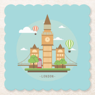 London England Landmarks Drink Coasters Underlägg Papper