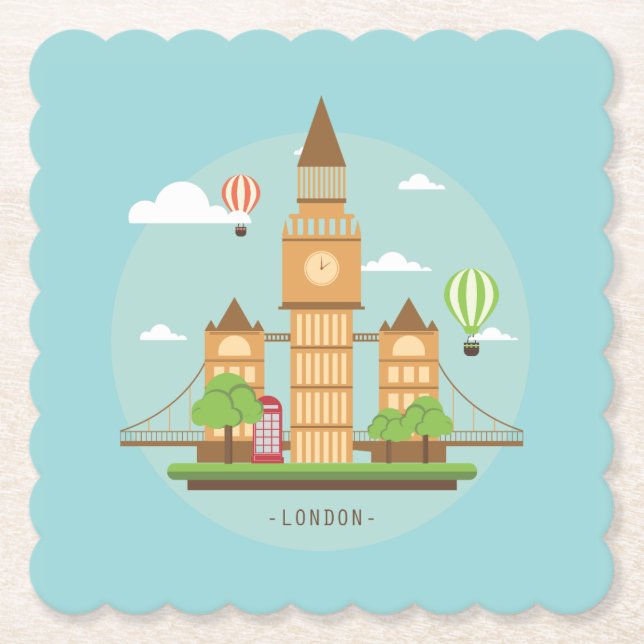 London England Landmarks Drink Coasters Underlägg Papper (Framsida)