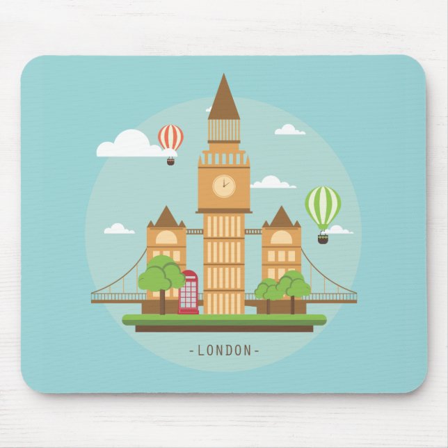 London England Landmarks Mouse Pad Musmatta (Framsidan)