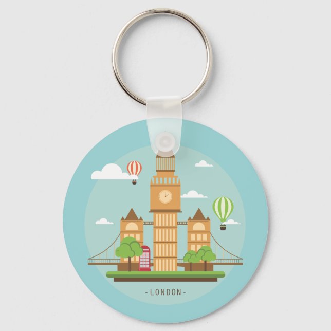 London England Landmarks Stickers Nyckelring (Framsida)