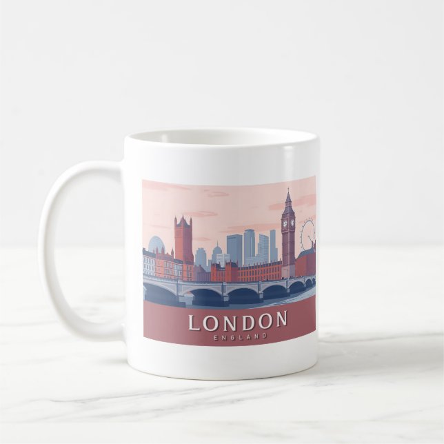 London England Pastel Travel Design Kaffemugg (Vänster)