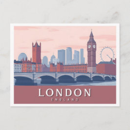 London England Pastel Travel Design Vykort