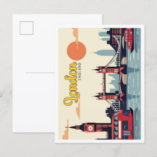 London England Pop Art Travel Illustration Vykort
