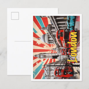 London England Pop Art Travel Illustration Vykort