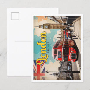 London England Pop Art Travel Illustration Vykort