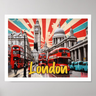 London England Popkonst Resa Illustration Poster