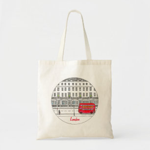 London England Red Buss Travel Illustration Tygkasse