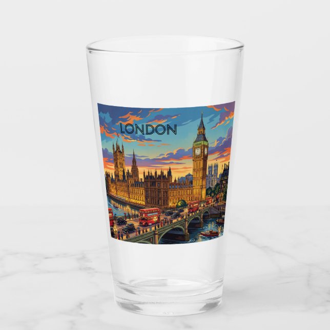London England Resa Konst Vintage Glaskopp (Framsida)