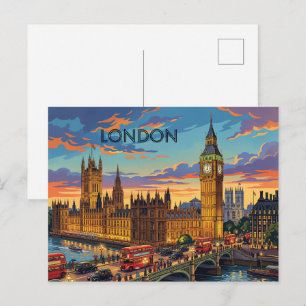 London England Resa Konst Vintage Helg Vykort