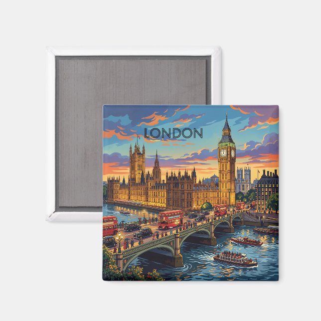 London England Resa Konst Vintage Magnet (Front/Back)