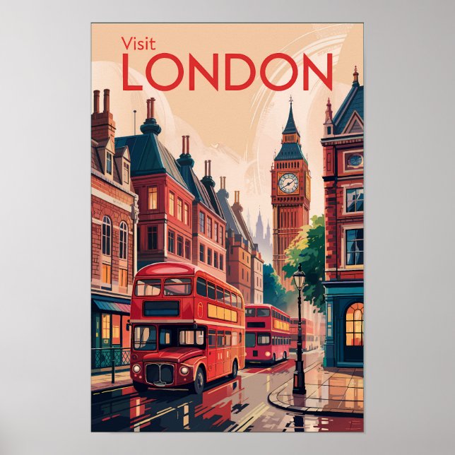 London England Resa Konst Vintage Poster (Framsidan)