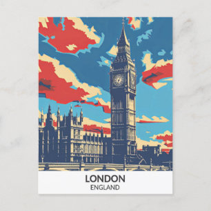 London England Retro Artwork Travel Vykort
