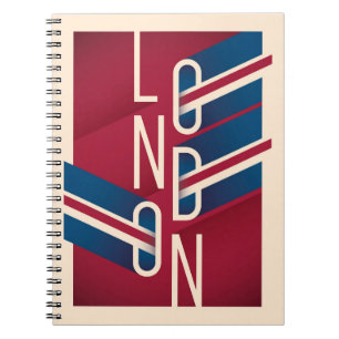 London, England Retro Illustrerad typografi Anteckningsbok