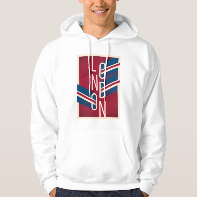 London England | Retro illustrerad typografi Hoodie (Framsida)