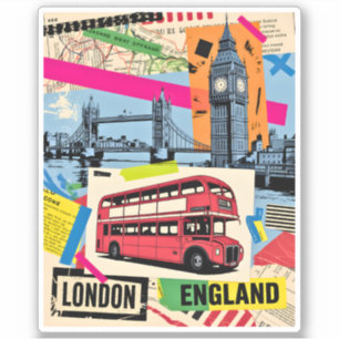 London England Retro Pop Art Vintage Busresa Klistermärken