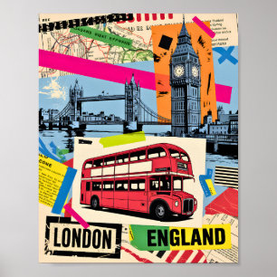 London England Retro Pop Art Vintage Busresa Poster
